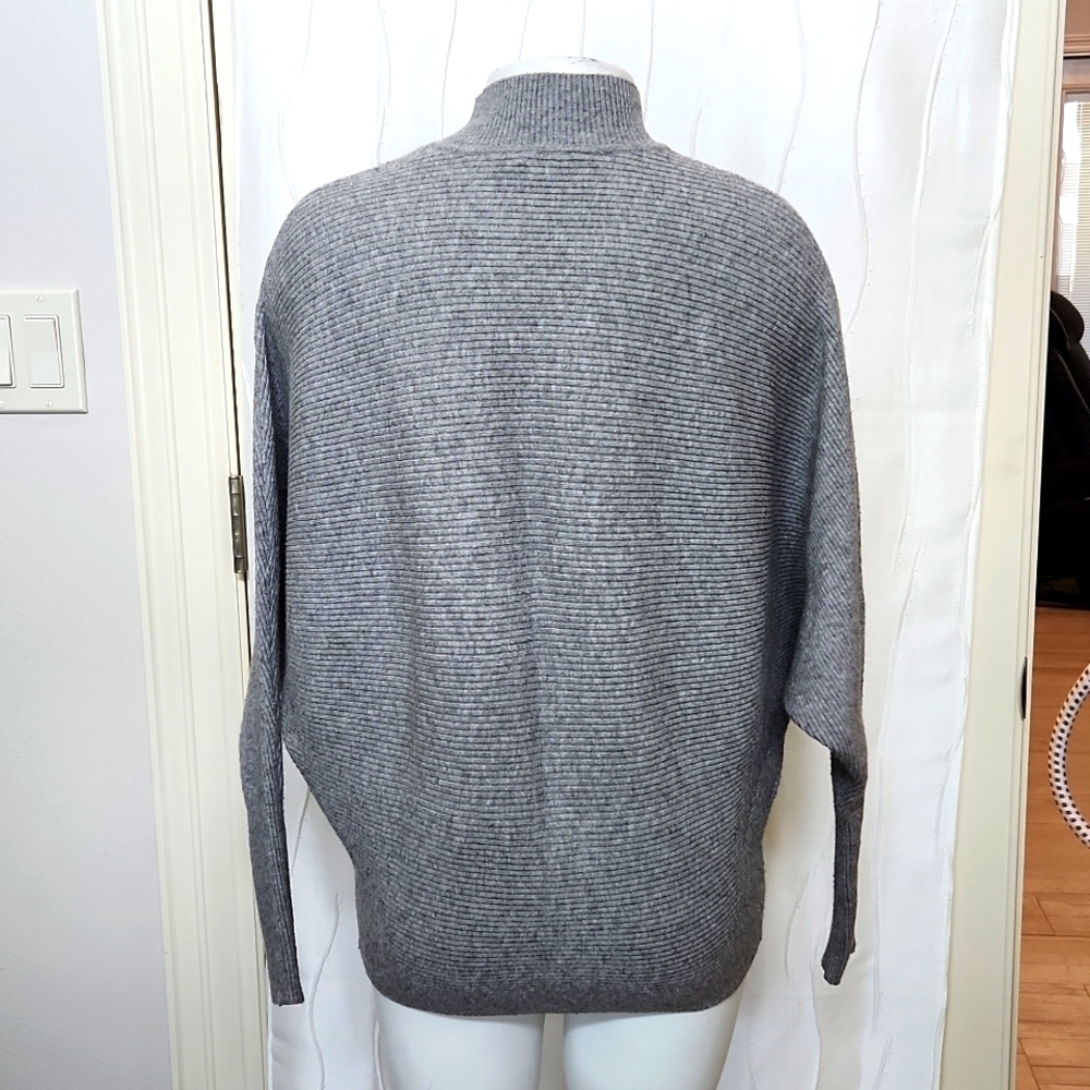 Philosophy Ribbed Gray Mock Neck Dolman Sweater - Picture 3 of 5